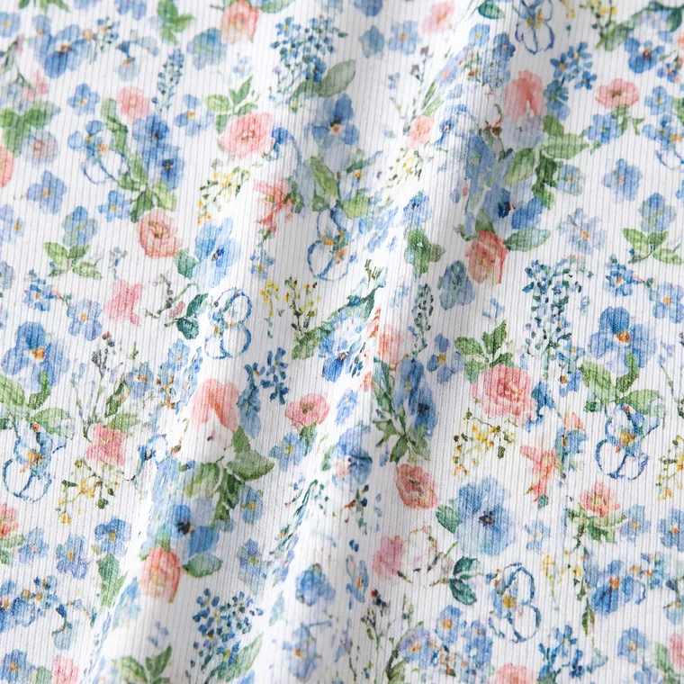 Forget Me Not bamboo long sleeve pajama set — fabric