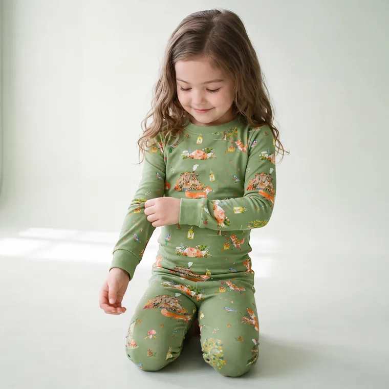 Fox Hollow bamboo long sleeve pajama set — model