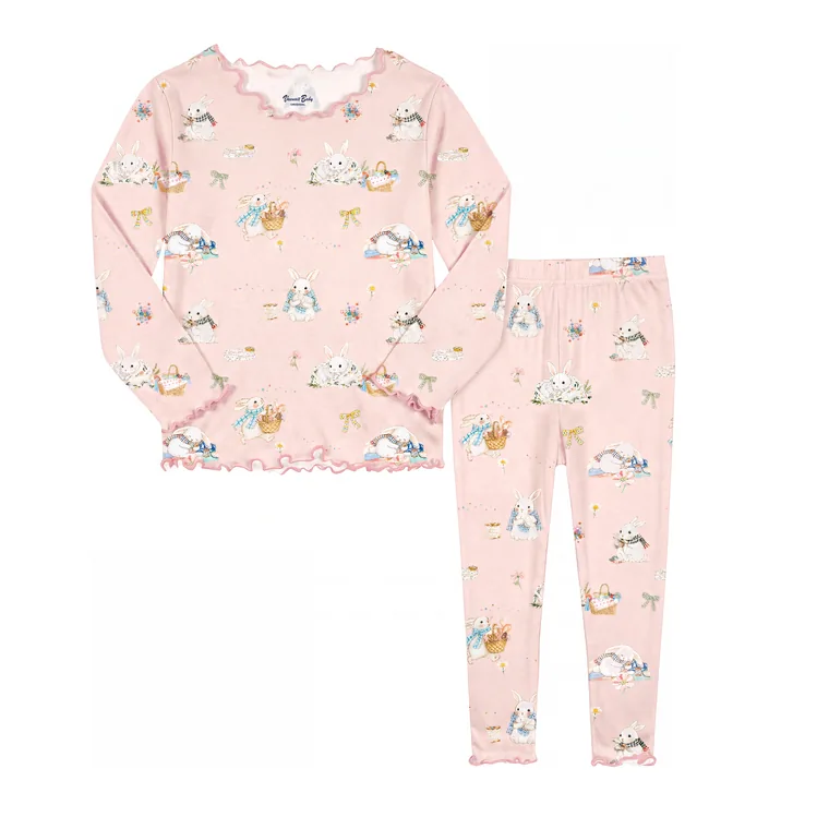 Little Tailor bamboo long sleeve pajama set — flat lay