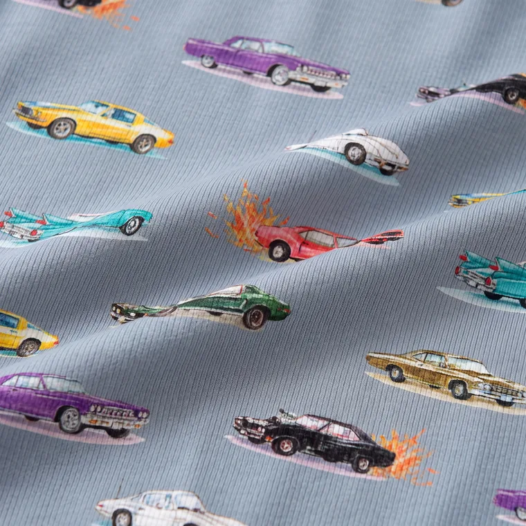 Vintage Cars bamboo long sleeve pajama set — fabric